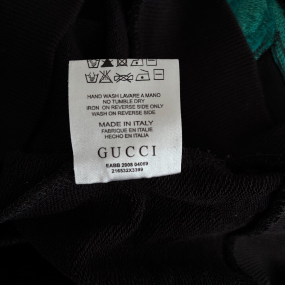 GUCCI Men's Black Leopard Appliqué Logo Print Crewneck Sweatshirt - Picture 7 of 7